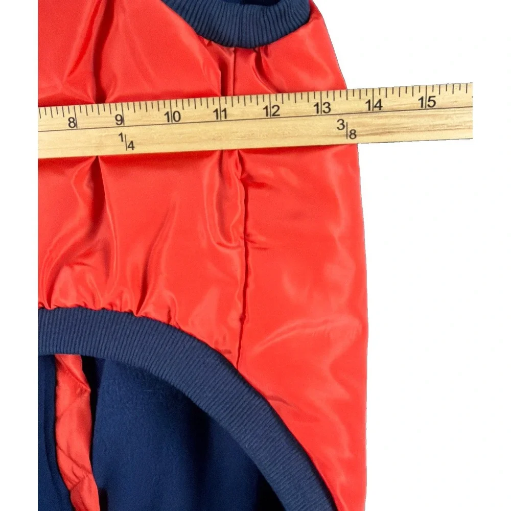 Dog Puffer Vest Orange Space Explorer NASA Rocket Ship Zip Up
